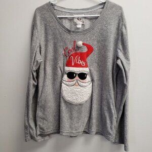 PJ Couture Cool Vibes Santa Christmas Holiday Pajamas Soft Fleece Top Size XL